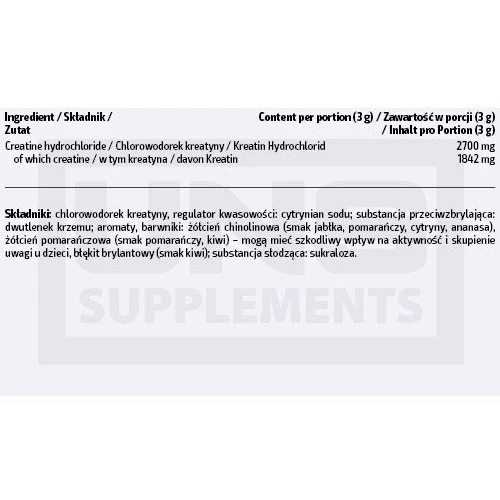 Креатин UNS Creatine HCL Extreme 300 g /100 servings/ Orange: Стать унісекс