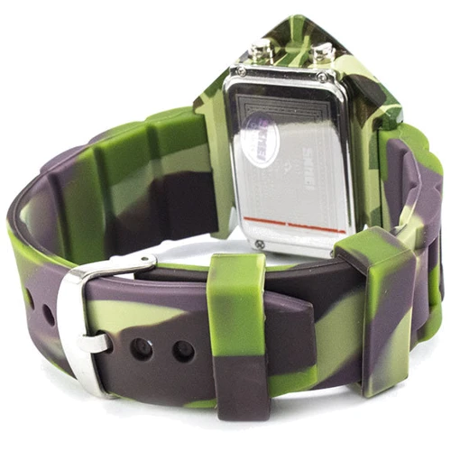 Наручний годинник Skmei 0817 Green Camouflage: Функції Секундомір, Будильник, підсвічування, Дата, День тижня
