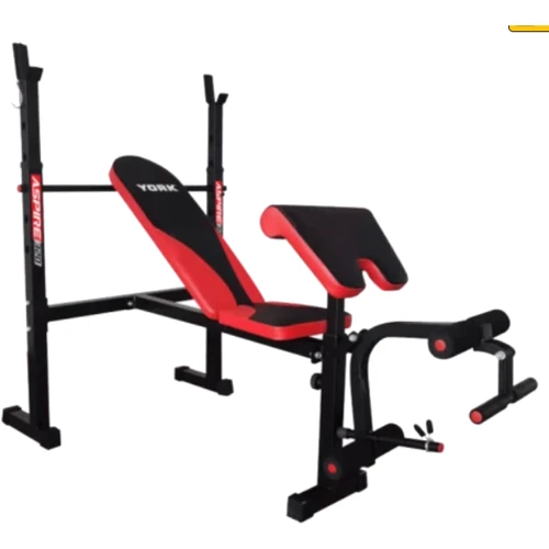 Скамья для жима и пресса Hop-Sport York Fitness ASPIRE 320 с стойкой для штанги и партой Скотта