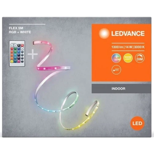 Стрічка світлодіодна LEDVANCE FLEX 14W, 1300Lm, 5M RGB 3000K RC: Тип світіння Бічне