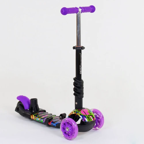 Самокат 5в1 Best Scooter (PU колеса с подсветкой) Абстракция Multicolor (74062): Материал колес полиуретан