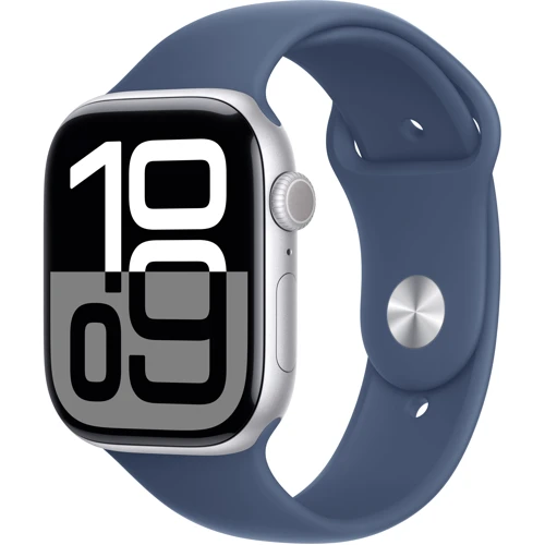 Apple Watch Series 10 GPS, 46mm, Silver, Denim Sport Band, M/L Approved Витринный образец: undefined undefined