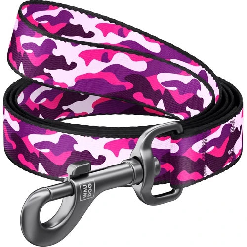 Поводок WAUDOG Nylon, рисунок "Розовый камо" 15 мм 122 см розовый (4866)