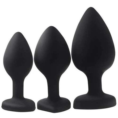 Комплект силіконових анальних пробок з кристалом SKN-KSIL-05 (S, M, L)