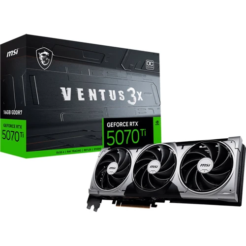 Видеокарта MSI Nvidia GeForce RTX 5070 Ti VENTUS 3X OC 16G (RTX 5070 Ti 16G VENTUS 3X OC): Исполнение Трехслотовое