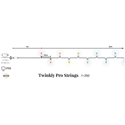 Гирлянда Smart LED Twinkly Pro Strings AWW 250 одна линия IP65 AWG22 PVC прозрачный