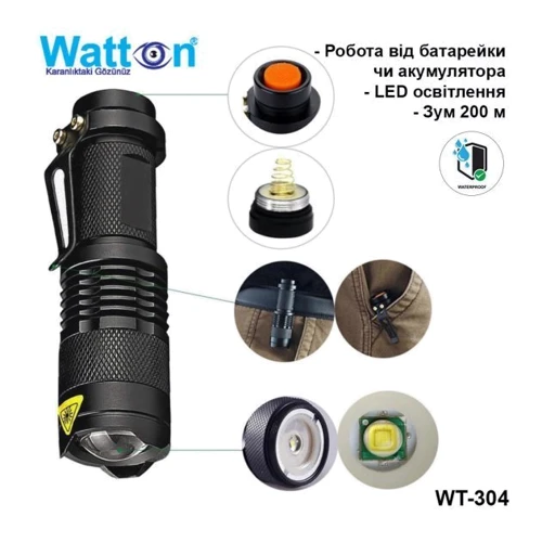 Ліхтар туристичний Watton WT-304: Світловий потік, лм 300
