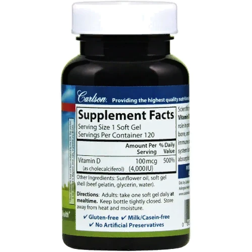 Carlson Labs Vitamin D 4000 IU Витамин D 120 гелевых капсул: Тип Витамин D