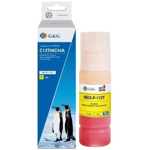 Чорнило G&G для Epson L15150/15160 Yellow pigm (G&G-C13T06C44A): Колір Yellow (Жовтий)