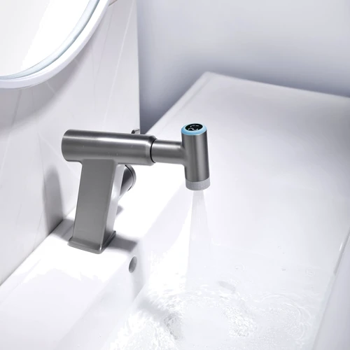 Смеситель для раковины Lefton Pull-Out Faucet with Temperature Display & LED Light - BF2207 Grey: Вид монтажа Врезной
