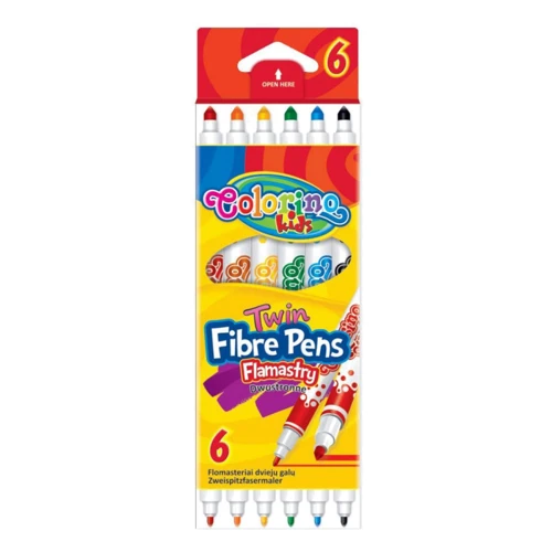Фломастери Colorino двосторонні Fibre Pens 6 шт і 6 кольорів, (13437PTR / 1)