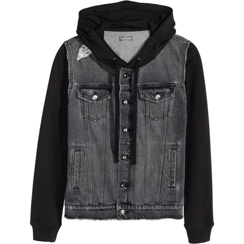 Куртка H & M 3933404 50 чорна демісезон з капюшоном: Вид куртки