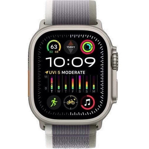 Apple Watch Ultra 2 GPS + Cellular 49mm Titanium Case with Green/Gray Trail Loop - M/L (MRF43)  фото 8