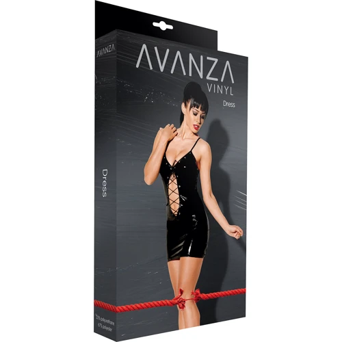 Черное лакированное платье со шнуровкой Avanza, L
