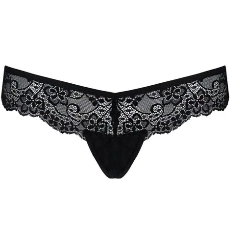 Кружевные трусики-танга с атласным бантиком Naja Thong black XXL/XXXL - Passion