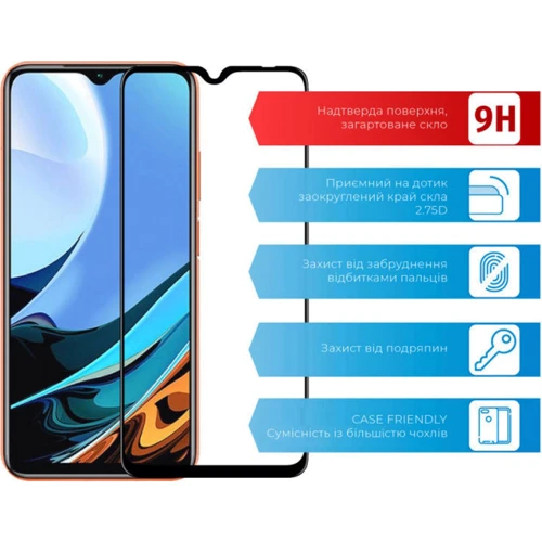 Аксесуар для смартфона ACCLAB Tempered Glass Full Glue Black for Xiaomi Redmi Note 9 4G / Redmi 9T / Redmi 9 Power: Колір чорний