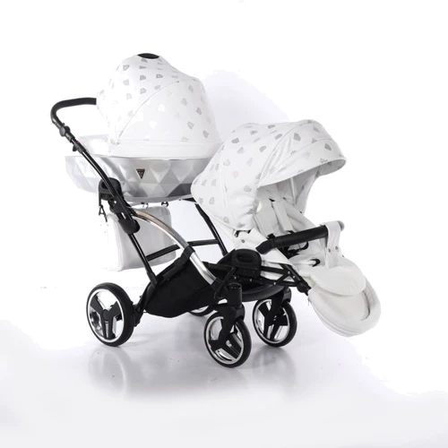 Универсальная коляска для двойни 2 в 1 Junama Glow Duo Slim 03, белый с серебристым (J-G-DUOs-03) фото 10