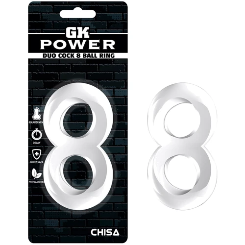 Эрекционное кольцо Chisa GK Power Duo Cock 8 Ball Ring Clear