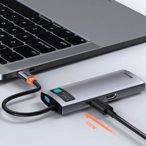 Адаптер Baseus Adapter USB-C to 3xUSB3.0+HDMI+RJ45+USB-C Gray (CAHUB-CW0G) фото 5