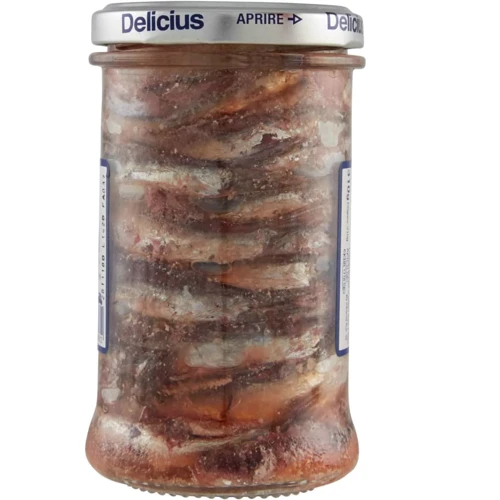 Консервы рыбные Delicius Анчоус соленый в рассоле 310 г (8006460040312): Вес нетто 310 г