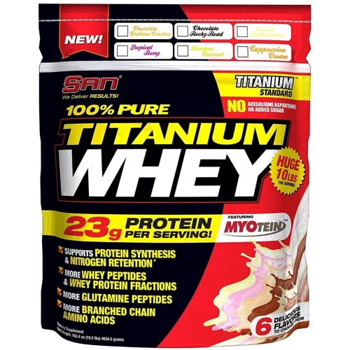 Протеин SAN 100% Pure Titanium Whey 4540 g /150 servings/ Tropical berries