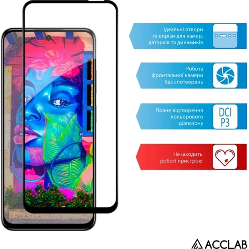 ACCLAB Tempered Glass Full Glue Black for Infinix Hot 50i фото 5
