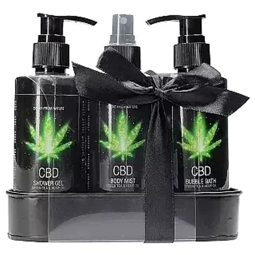Набір для ванни та душу CBD Care set - GREEN TEA & HEMP OIL (3 предмети)