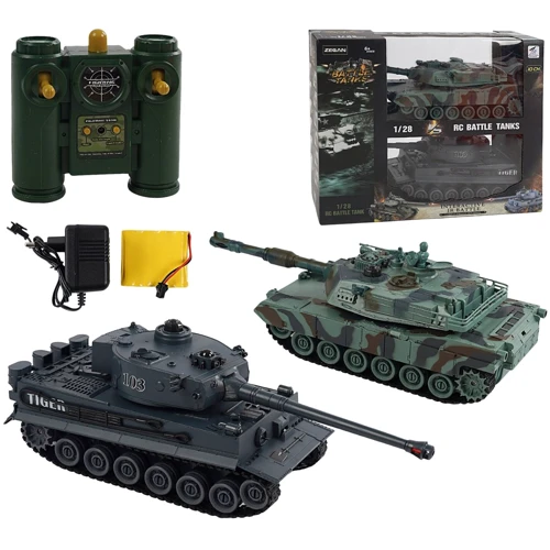 Танковое сражение на радиоуправлении: 2 танка, звуки, свет, резиновые гусеницы, подвижная башня (99823): Производитель Noname