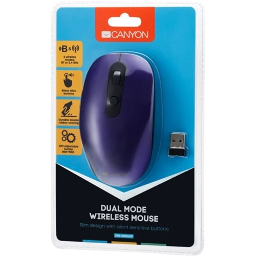 Мышь Canyon CNS-CMSW09V Violet: Максимальное разрешение сенсора, dpi 1600