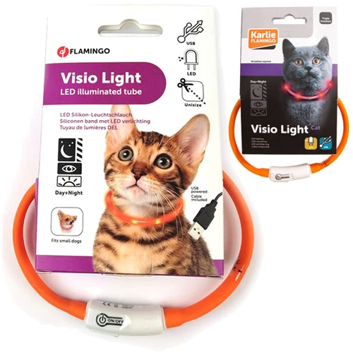 Ошейник для котов Flamingo Visio Light Led светящийся оранжевый 35 см