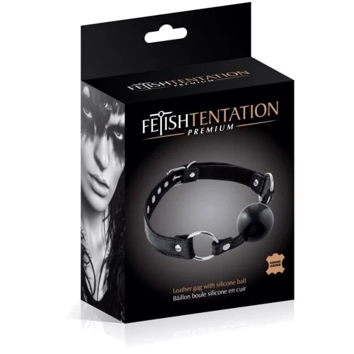 Кляп Fetish Tentation Premium Leather gag with silicone ball Black