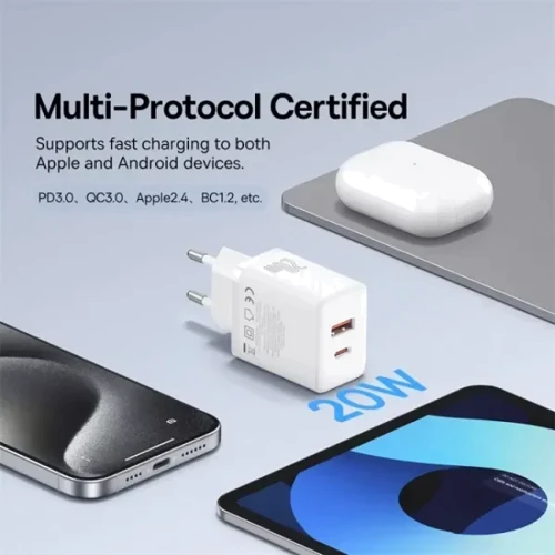 Зарядное устройство Baseus Wall Charger USB-C+USB Cube Fast Charger 20W Cluster White (P10111403213-00) фото 13