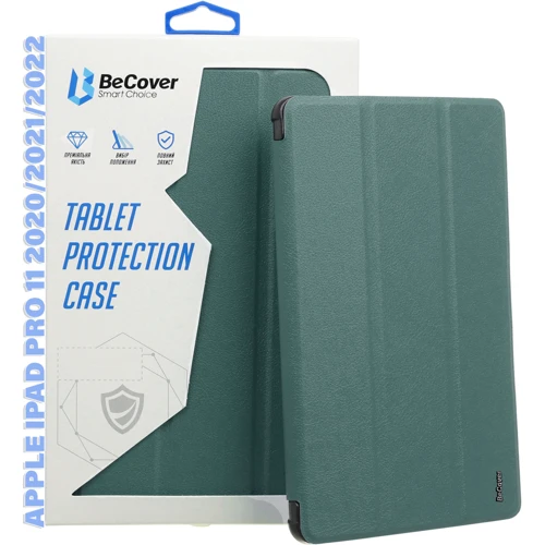 Аксессуар для iPad BeCover Tri Fold Soft TPU with Pencil mount Dark Green for iPad Pro 11 (2018-2022) (711110) фото 5