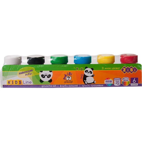 Фарби гуаш ZiBi Kids line 6 кольорів × 20 мл.