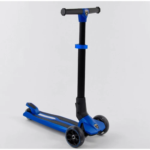 Самокат Lamborghini трехколесный складной алюминиевый руль, колеса PU со светом Blue/Black (101283) фото 7
