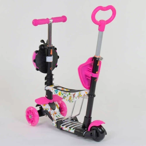Самокат 5в1 Best Scooter, PU колеса, подсветка колес, Абстракция Pink/Black (74060): Тип колес литые