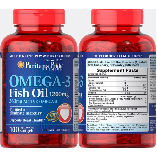 Puritan's Pride Omega-3 Fish Oil 1200 mg 100 caps: Тип Омега 3