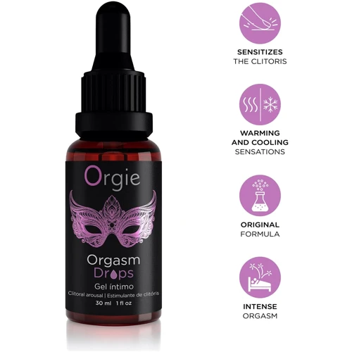 Возбуждающие капли для клитора Orgie Orgasm Drops, 30 мл, эффект разогрева и охлаждения
