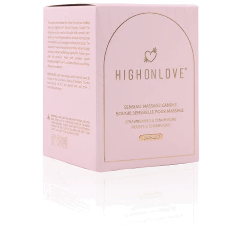 Массажная свеча с ароматом клубники и шампанского HighOnLove Sensual Massage Candle Strawberries&Champagne, 250 мл