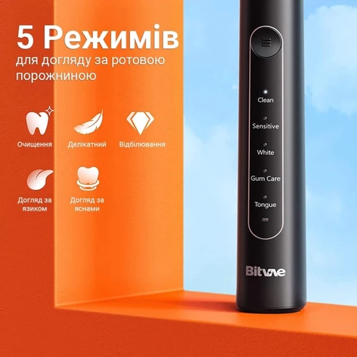 Зубная щетка Bitvae R2 Rotating с футляром и 8 насадками black фото 6