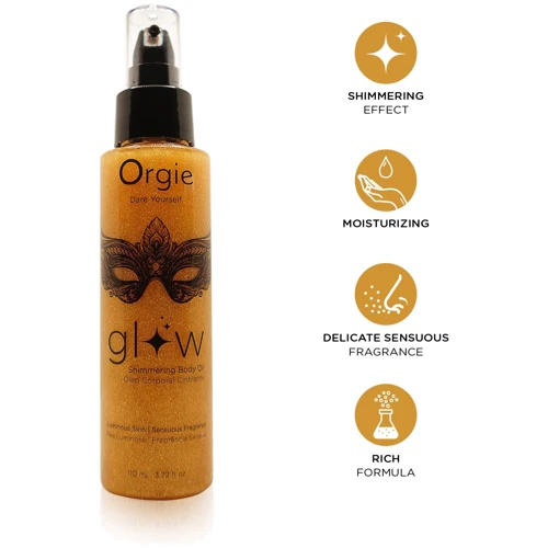 Олія-шимер для тіла Orgie – Glow Shimmering Body Oil (110 мл), чуттєвий аромат, зволоження
