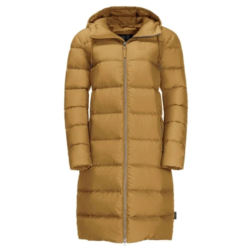 Пуховик Jack Wolfskin Crystal Palace Coat 1204131-5205 44 желтый зимний с капюшоном длинный