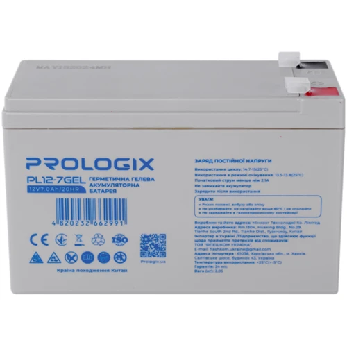 Prologix 12V-7Ah GEL (PL12-7GEL): Тип акумулятор
