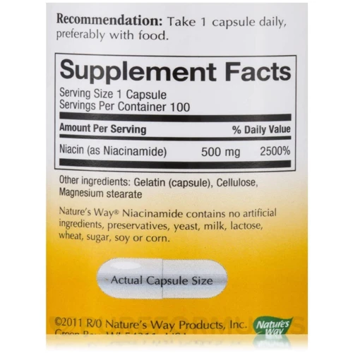 Nature's Way Niacinamide 500 mg 100 Caps Витамин В3: Тип Витамин B
