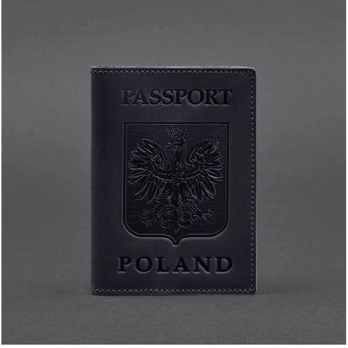 Обложка для паспорта с польским гербом BlankNote темно-синяя (BN-OP-PL-nn): Материал Натуральная кожа