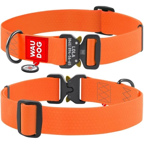 Нашийник для собак WAUDOG Waterproof c QR-паспортом металева пряжка-фастекс 40 ммx43-70 см помаранчевий (28014): Колір помаранчевий
