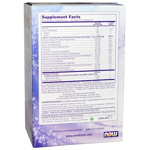 Now Foods Effer-C, Effervescent Drink Mix, Acai, 30 Packets, 5.82 oz (165 g) (NF0615): Тип Витамин C