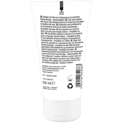 Веганский массажный гель на водной основе Lick-it Sparkling wine & Strawberry, 50 мл