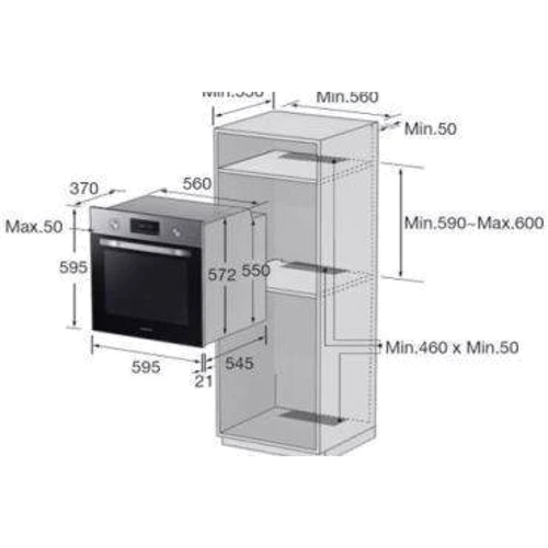 Духовой шкаф электрический Samsung NV66M3531BS: Конвекция есть