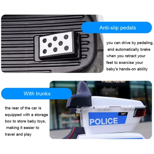 Трёхколёсный мотоцикл Kidsauto Police белый: Рекомендуемый возраст от 3 лет до 5 лет